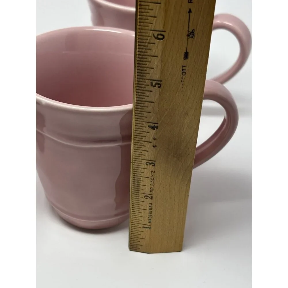Pottery Barn Cambria Handcrafted Stoneware Mugs Rose Color Set Of 4